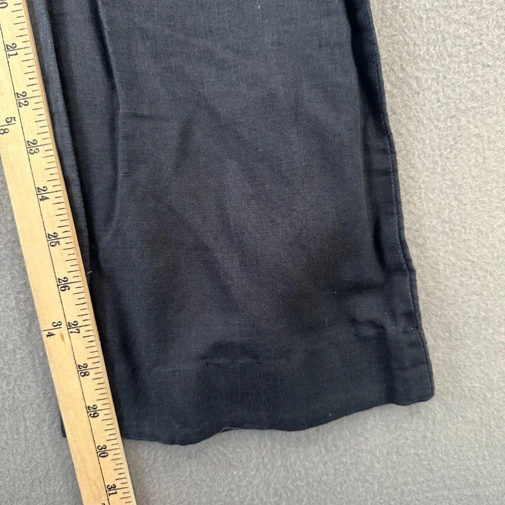 Banana Republic Black Linen Cotton Blend Flare Leg Trousers Pants 2 895429-01